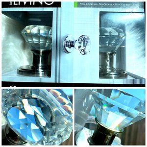 Crystal Clear Glass Door Knob Hall Closet Room Silver Back Plate Non Locking